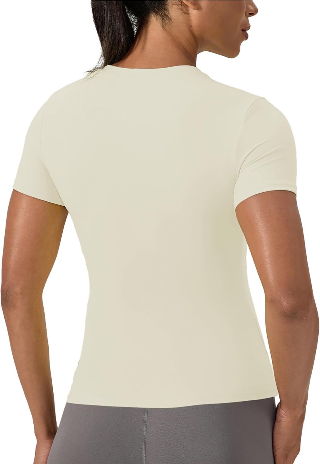 Women's Compression Shirts Short Sleeve Crewneck Athletic Nylon Workout Tops Yoga Gym Quick Dry Tee Shirts - Image 3