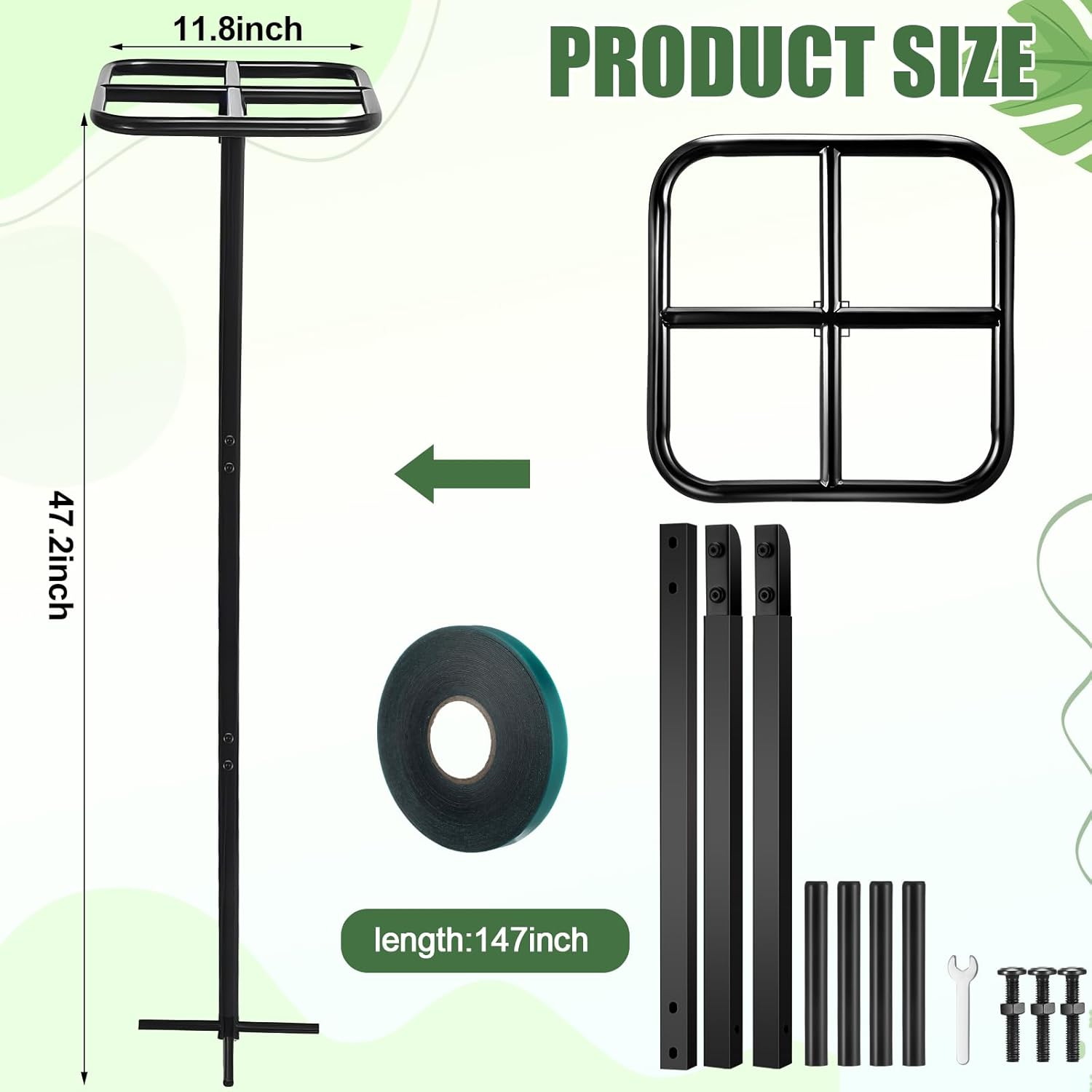 2 Pack 12 x 48 Inch Dragon Fruit Trellis Adjustable Garden Metal Plant Climbing Support with Wide Stretch Ties for Outdoor Vertical Gardens Vining Plants