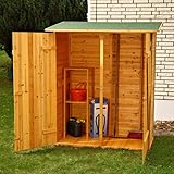 Melko Gerätehaus aus Fichtenholz mit Bitumendach Gartenschrank 162 x 140 x 75 cm Geräteschrank Geräteschuppen für Garten, Terrasse & Balkon Werkzeugschrank