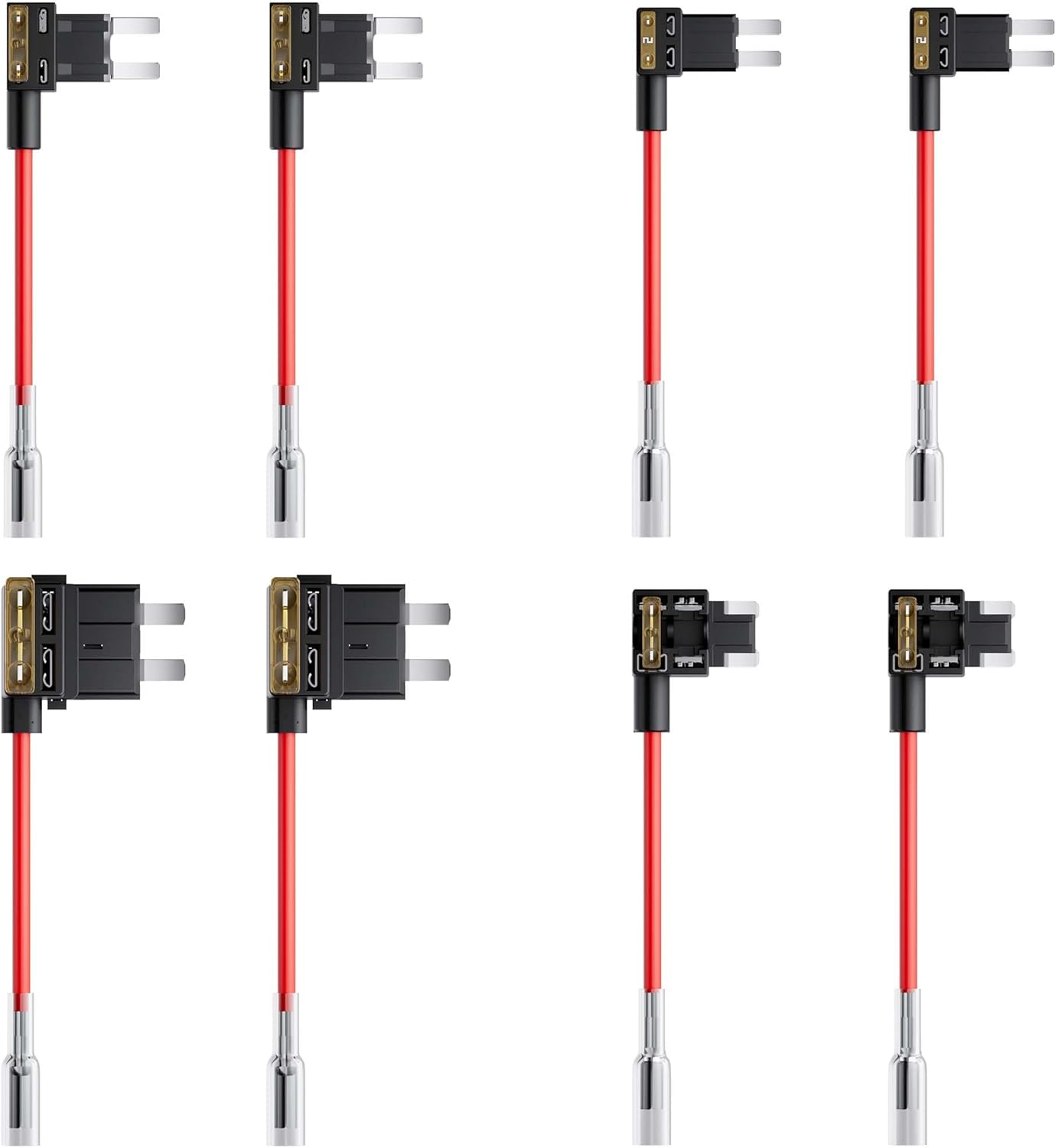Various types of fuse adapters included in the hardwiring kit.
