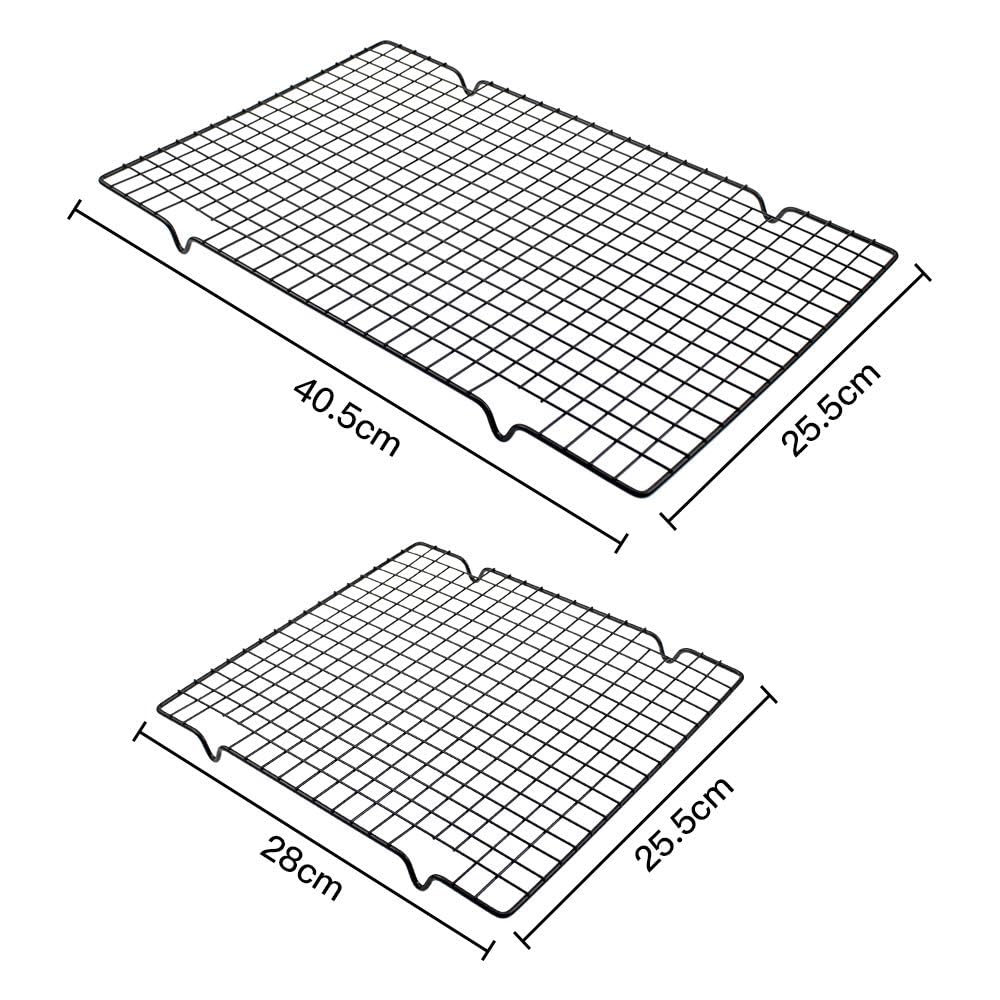 Grille de Refroidissement Pâtisserie 2 Pièces Rectangulaire Rack de Refroidissement Gâteau Noir