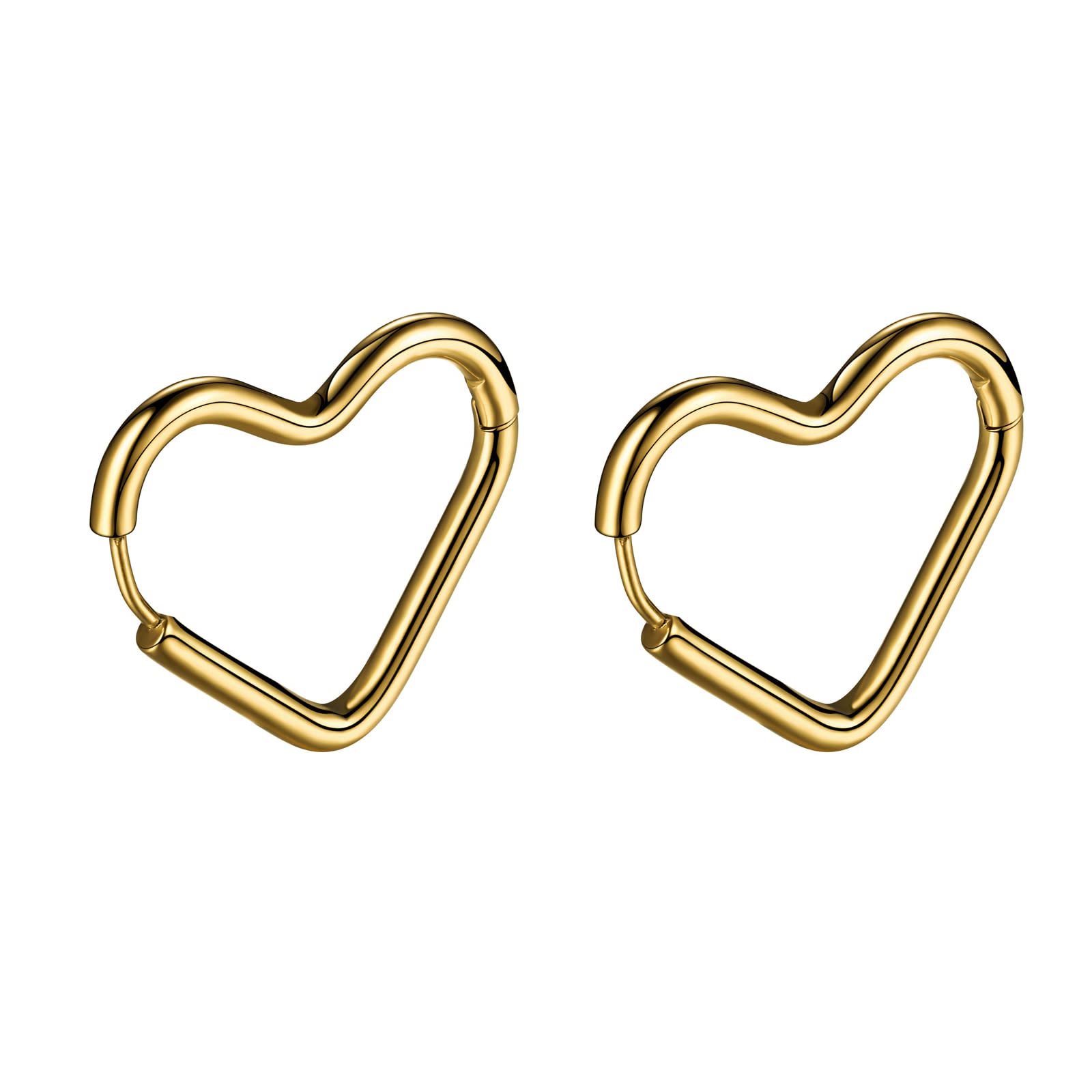 JewelryWe Schmuck Damen Ohrringe, Edelstahl, große Creolen Liebe Herz Ohrschmuck Ohrstecker, Silber, 35/46/55mm