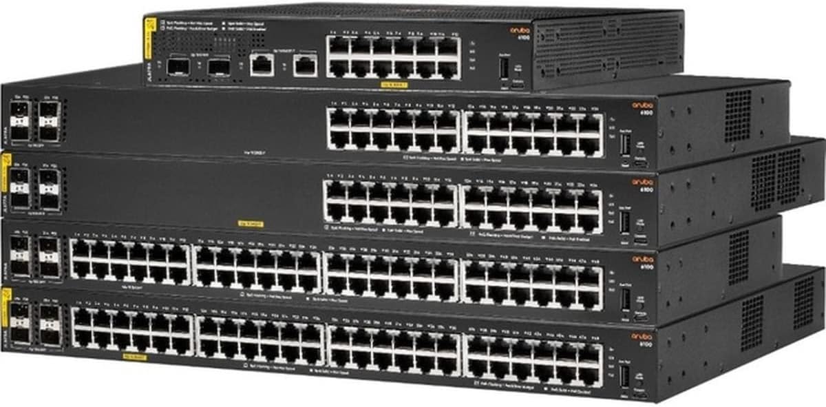 Aruba CX 6100 Series Switches stacked