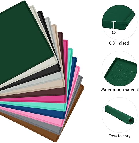 Miniatura 228 de Tapete de comida para perros, bandeja de comida impermeable de silicona, mantel individual antideslizante para mascotas, borde elevado de 0.6