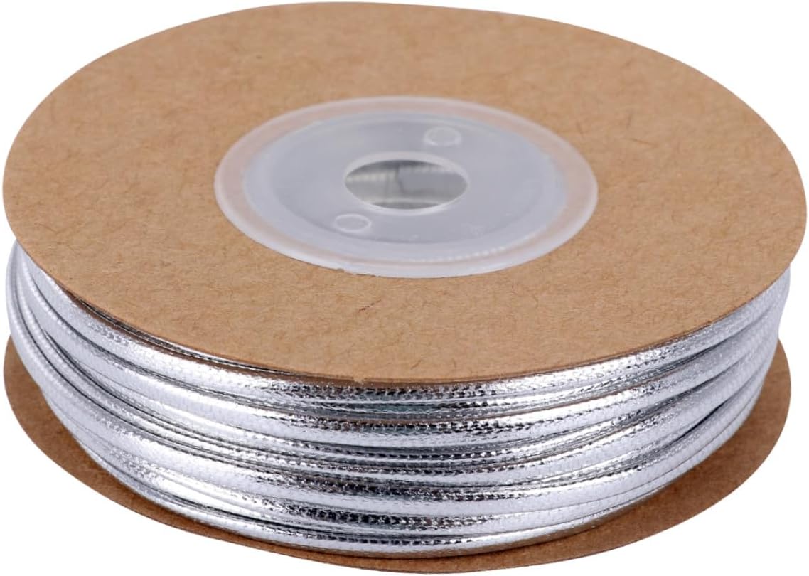 Silver Faux Leather Cord for Jewelry Making Smooth DIY Thread for Bracelet Necklace Beading Non-Fraying Craft Cord for Lacing Braiding Wrapping and Decoration Meters