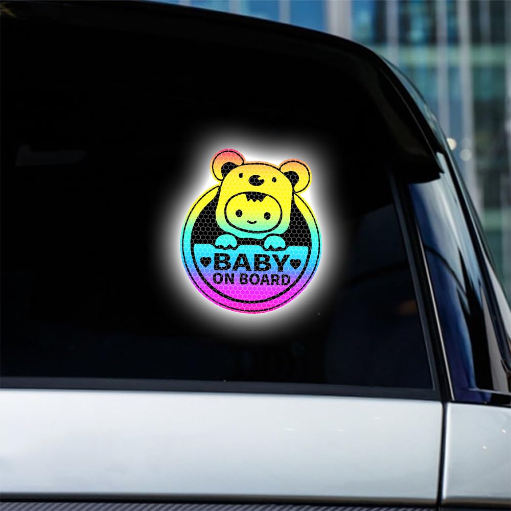 Calcomanía reflectante de alta intensidad con diseño de koalas bebé a bordo para automóvil, calcomanías de advertencia para ventana de coche, 6 x 7 pulgadas (A-personalizable)