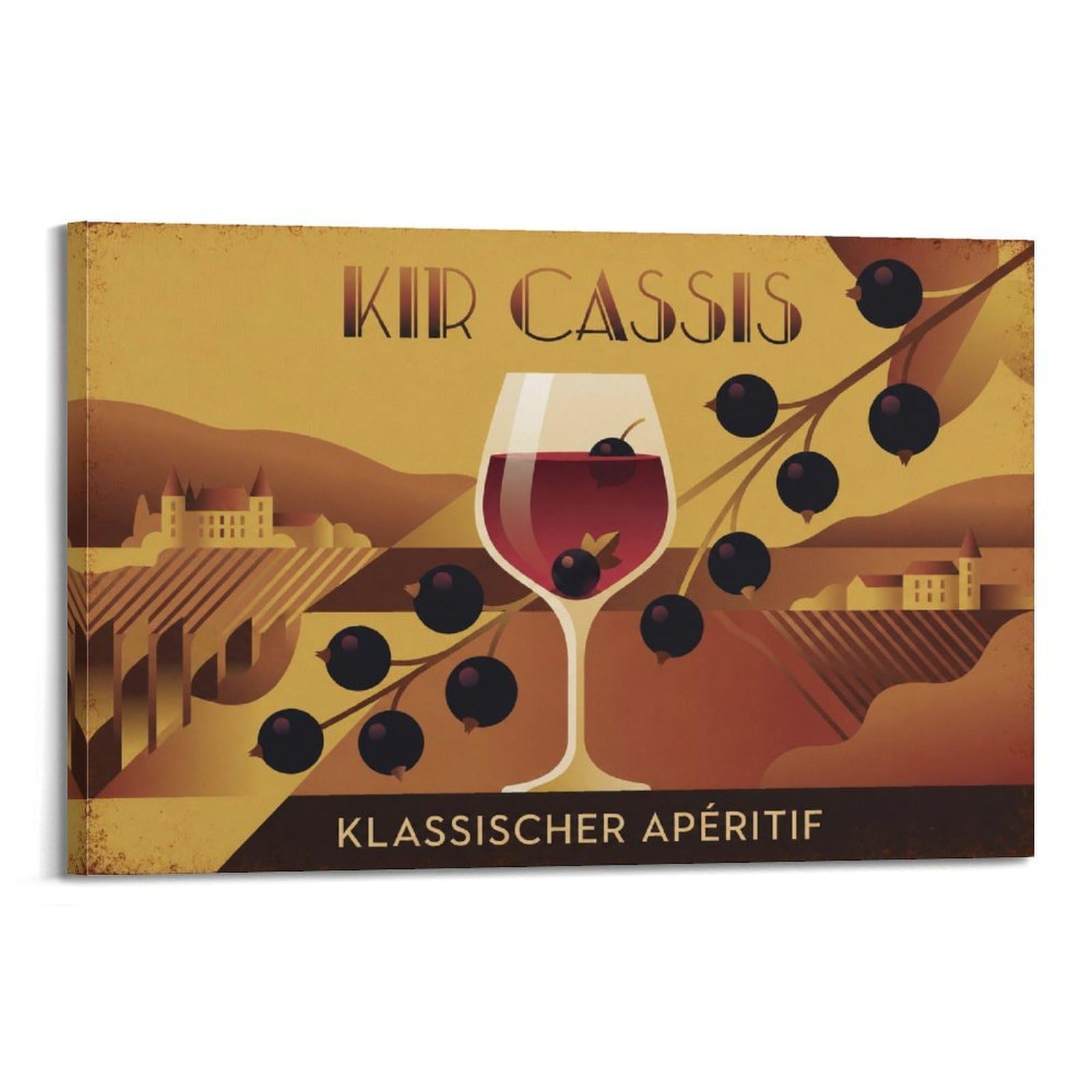 OKAHYS Kir Beverage Poster Classic Cocktail Mixology Vintage Bar Modern Decorative Canvas Prints - Ideal Wall Art for Family, Man Cave, Game Room, Boys & Girls Bedroom 24x36inch