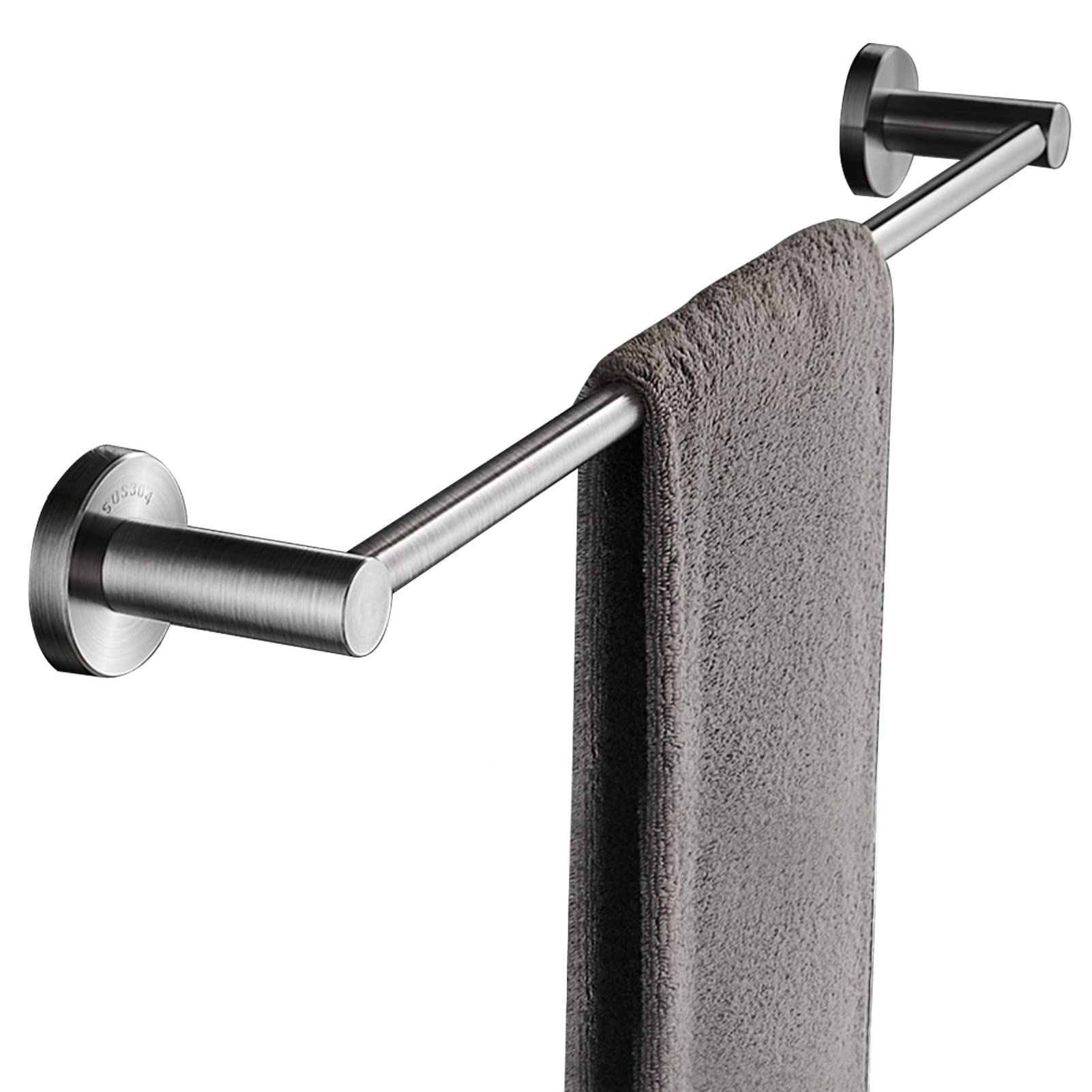 Portasalviette Rotondo in Acciaio Inossidabile, Portasalviette Singolo a Parete per Bagno e Cucina, Appendiabiti a Torre Finitura Argento Lucido, Multi-Dimensione 30cm-120cm Opzionale (Dimen