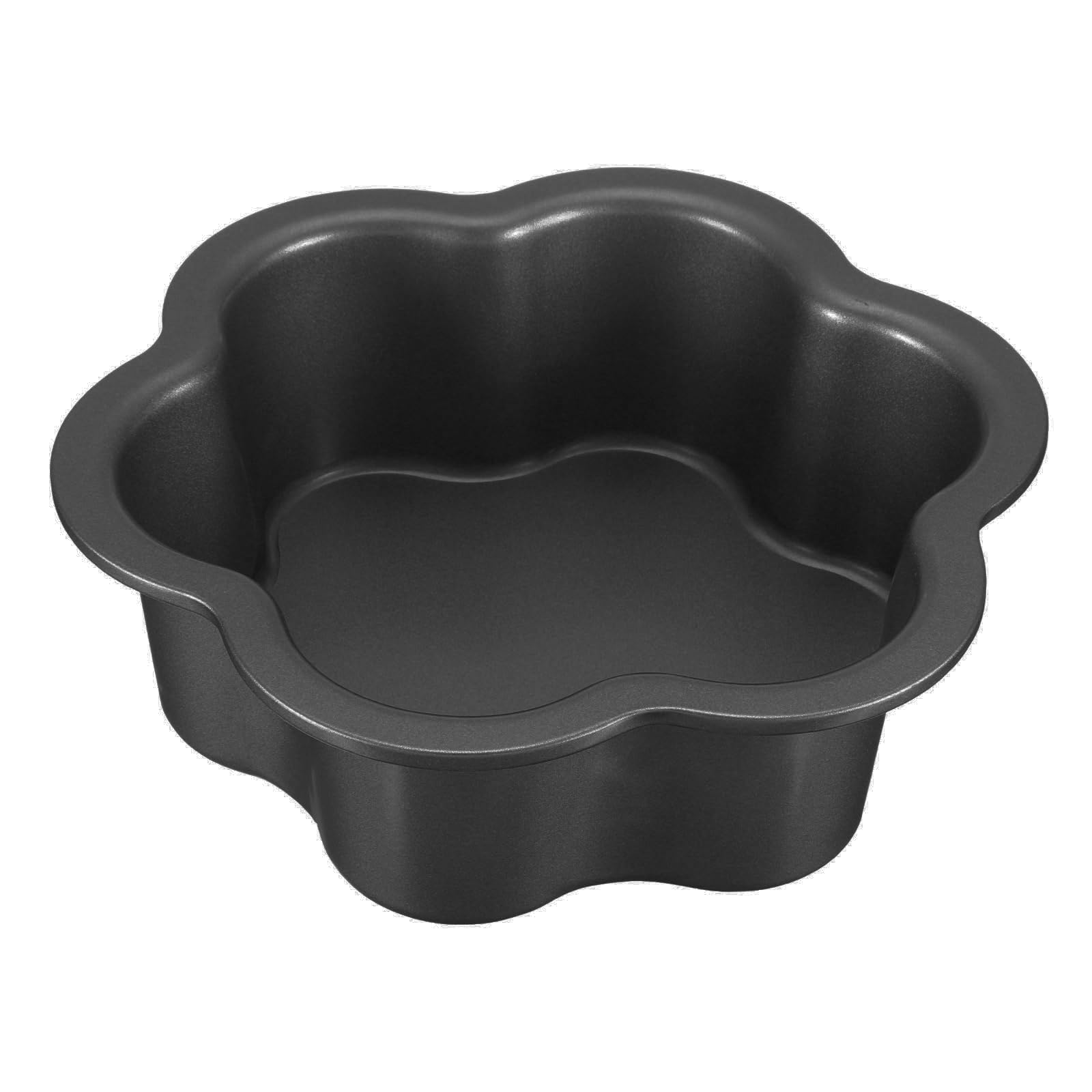 uxcell 8 Inch Flower Shaped Cake Pans, Non-Stick Cheese Cake Pans with Removable Bottom Leak Proof Cake Baking Pans for Birthday Wedding Cakes Baking, Black