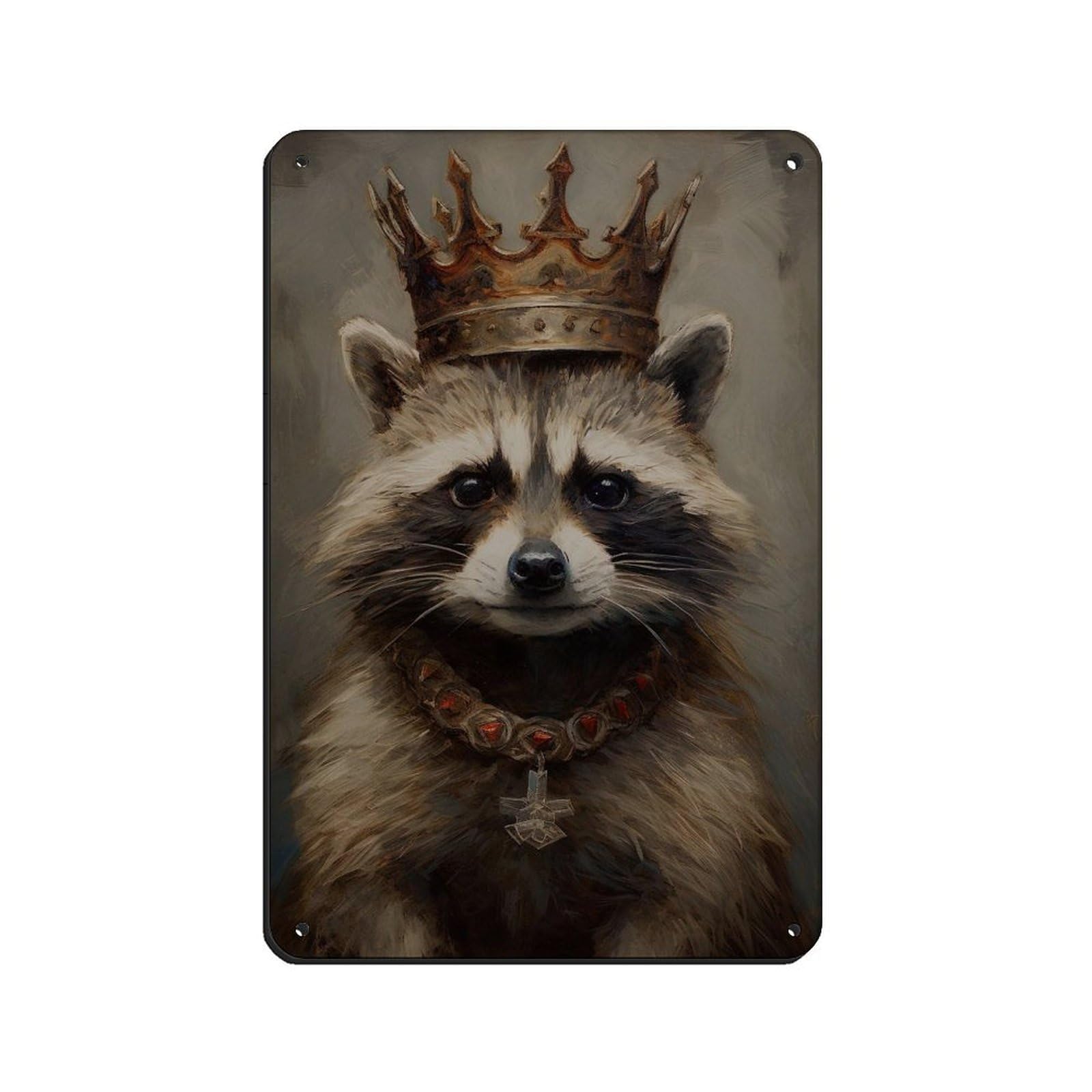 Gothic Raccoon King Vintage Poster Retro Poster Metal Tin Sign Chic Art Retro Iron Painting Bar People Cave Cafe Family Garage Poster Wall Decoration 8x12inch(20x30cm)