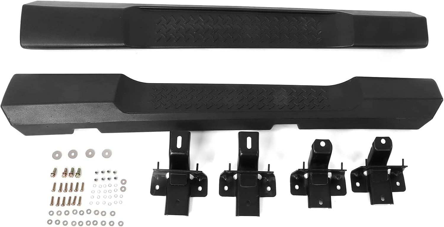 2-Pack Car Door Sill Scuff Plate Protector with Welcome Pedal, Fits JK 1992-2006, Black ABS & Iron