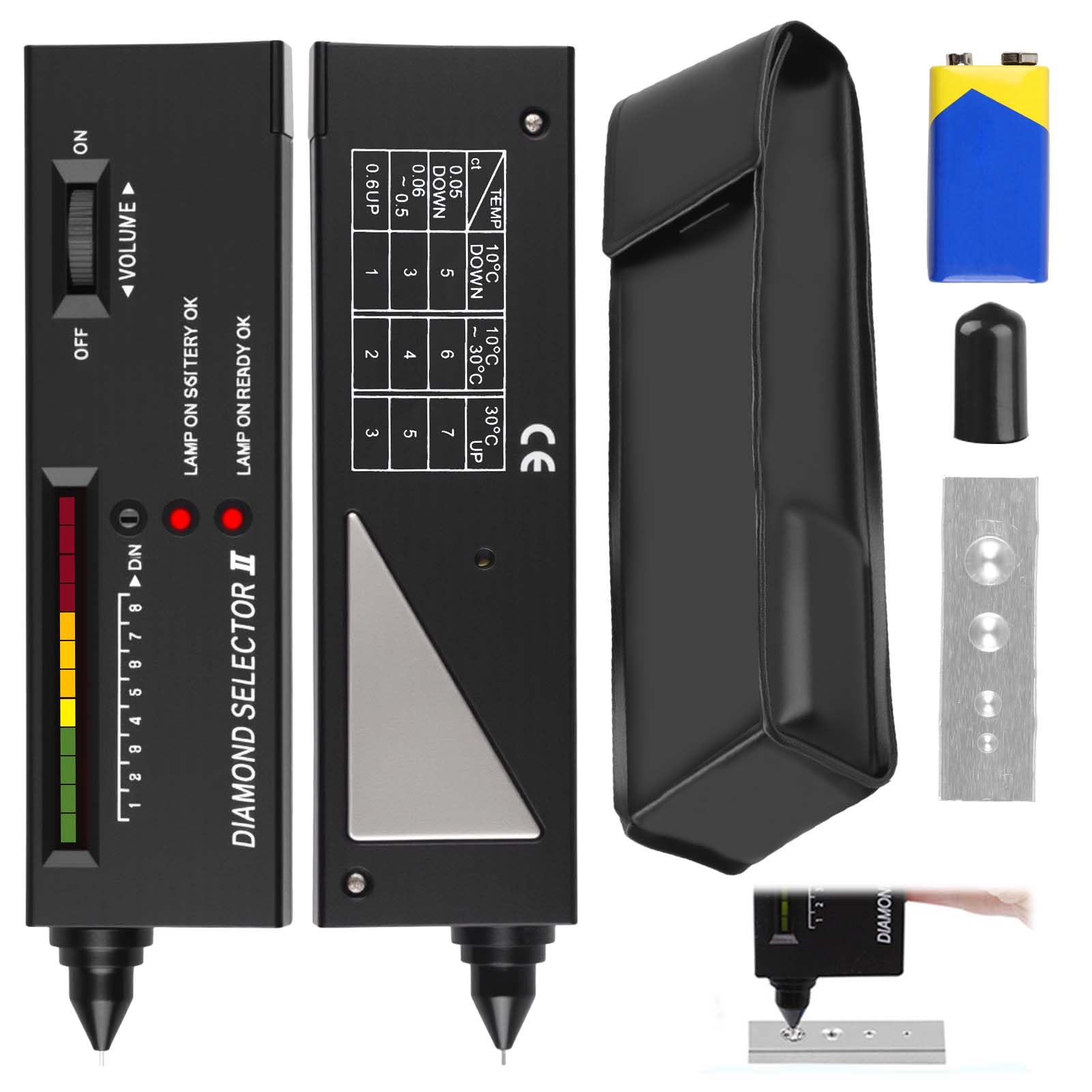Portable Electronic Diamond Tester Pen, Professional Moissan Diamonds Tester High Accuracy Electronic Jewelry Detector for Jade Crystal Ruby Sapphire Agate Multi Gemstone Precious Includes Battery