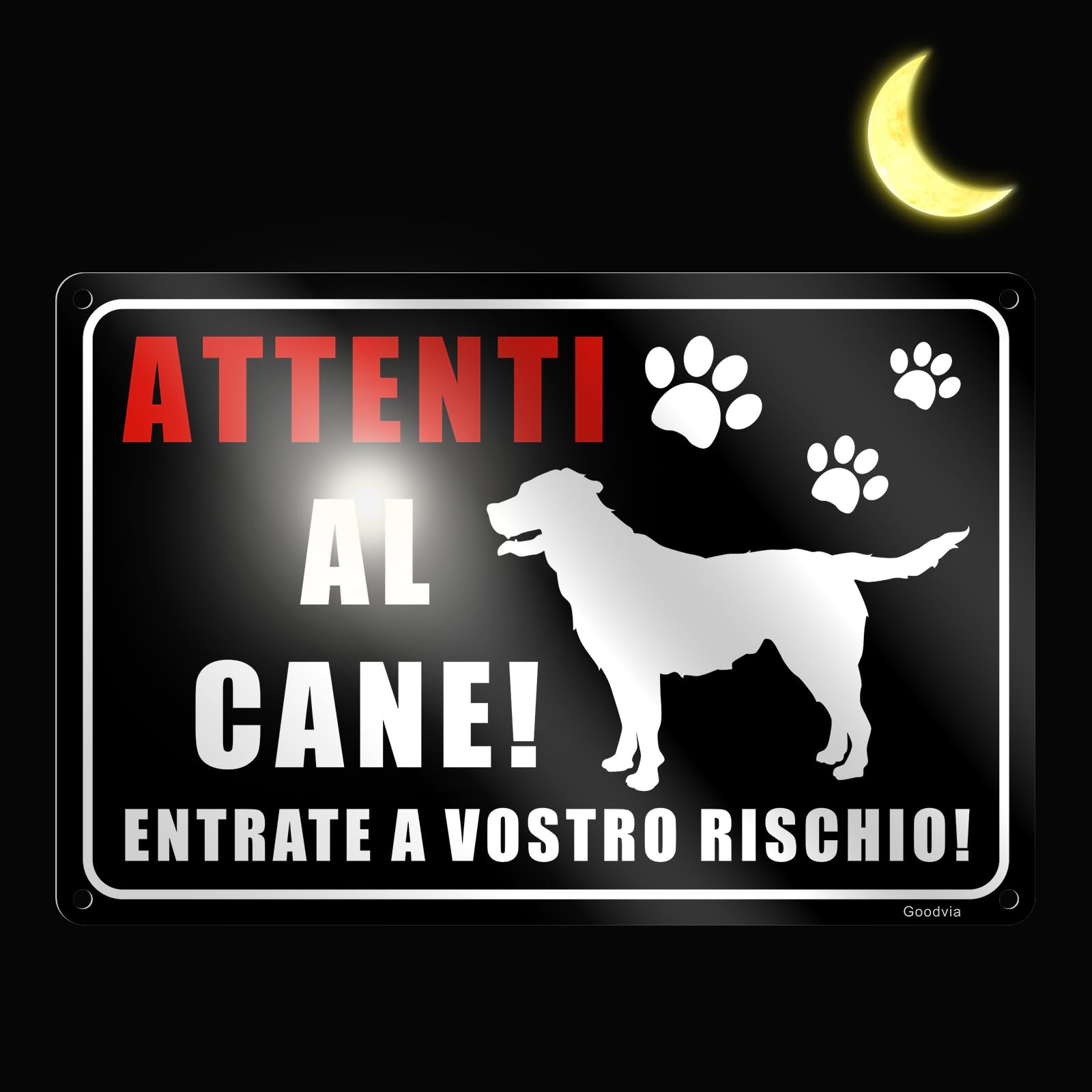 Cartello Attenti Al Cane Alluminio Metallo 7.8x11.8'' (A4) Pastore, Leggero ma Robusto, Resistente Agli Agenti Atmosferici, Durevole, Protetto dai Raggi UV, Facile da Installare, Riflettente