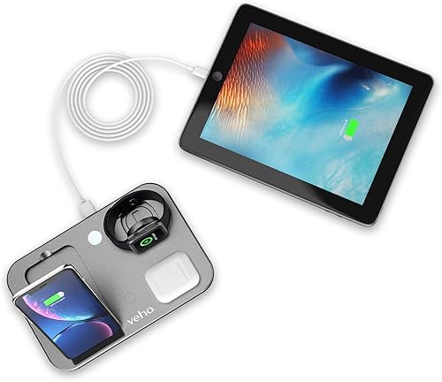 Miniatura 5 de Veho Estación de carga múltiple inalámbrica DS-7  Carga inalámbrica Qi  Carga 3 dispositivos  Salida 5 W7.5 W10 W  Compatible con teléfonos