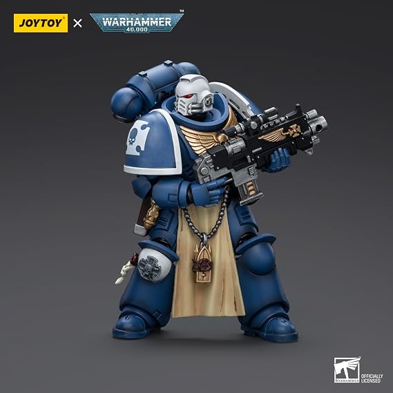 YIZRIO JoyToy ウォーハンマー 40K ウルトラマリン スターンガード ベテラン ボルトライフル付き 1:18スケール アクションフィギュア メカジョイ トイコレクションモデル 4.75インチ