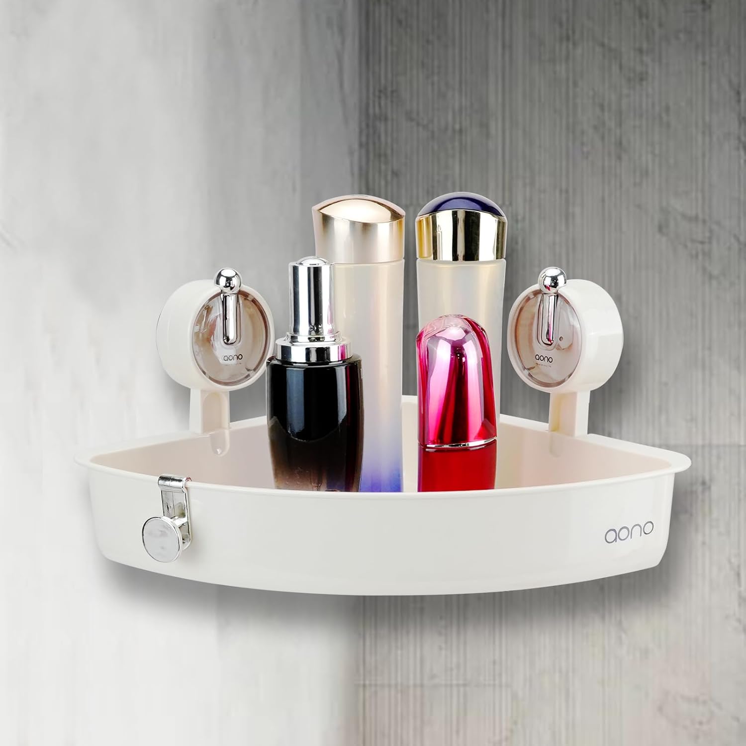 KUAOOAUK Corner Shower Caddy with 2Pcs Suction Cup No Drilling Corner Shelf Wall Mounted Easy Installation Storage Rack