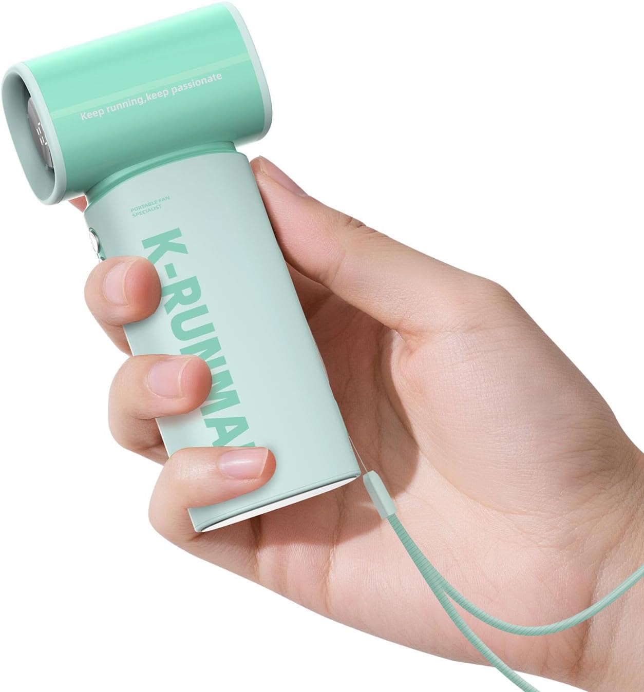 Ventilador turbo portátil de mano, mini ventilador personal ajustable de 100 velocidades, funciona con batería recargable USB de 4000 mAh, pantalla