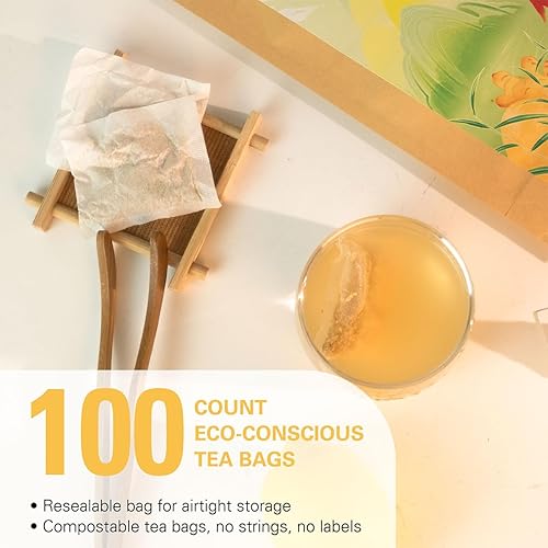 Vista 166 de WT WEETEE Bolsas de té negro descafeinado orgánico, té negro orgánico, 100 unidades, sabor suave y suave, descafeinado con CO2, bolsa de papel kraft