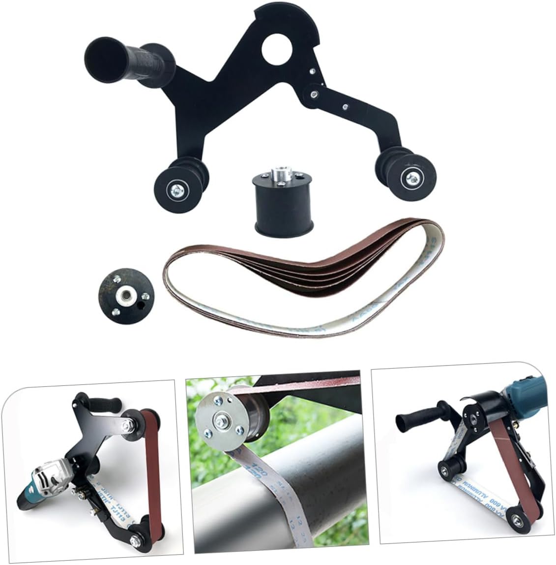 Lurrose 1set Belt Sander Attachment for Handheld Grinders Cordless Polishing Tool for Tubes Grinding and Easy to Use for Professional Woodworking