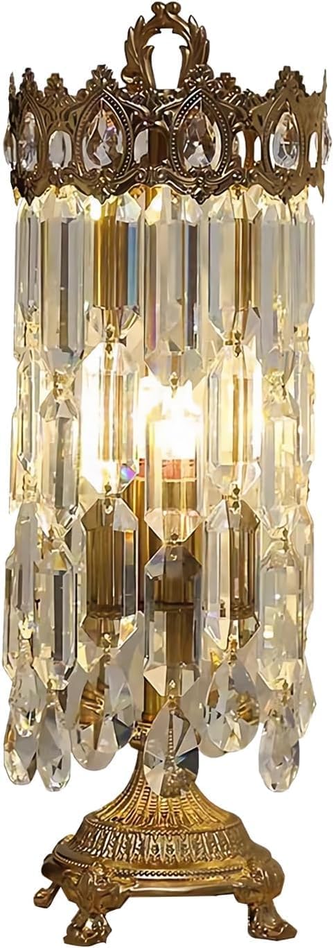 Bedside Table Lamp for Bedroom Luxury Crystal Crown Table Lamp Modern Crown Shaped Crystal Desk Lamp Nightstand Lamp for Bedroom, Living Room, Hotel