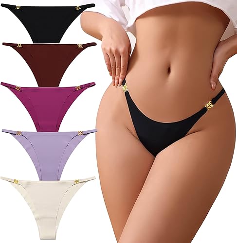 chahoo Tanga sexy con tanga para mujer, ropa interior de tiro bajo, tangas de algodón, con espalda en T, conjunto de bragas de bikini de regalo para