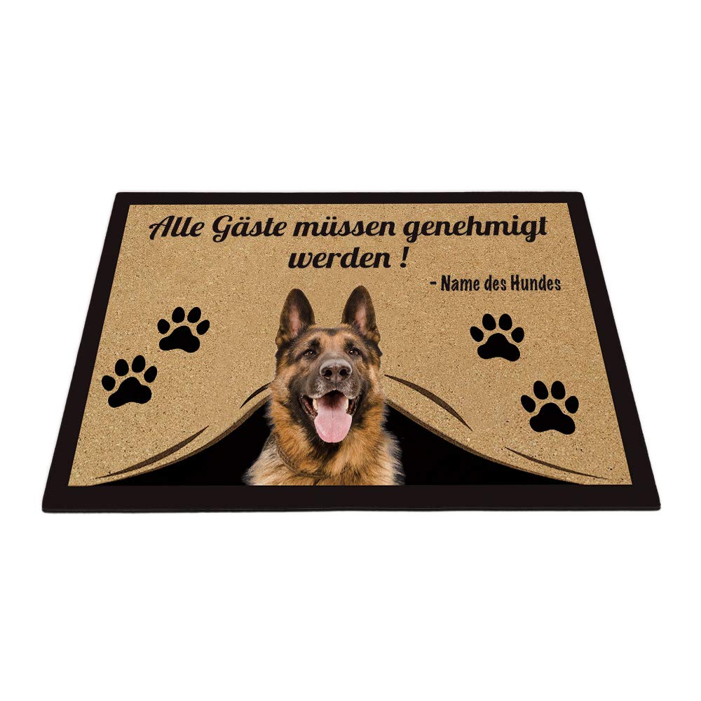 Personalisierte Fußmatte mit Meinem Liebeshund Deutscher Schäferhund Alle Gäste Müssen Genehmigt Werden Bodenmatte 70 x 45 cm