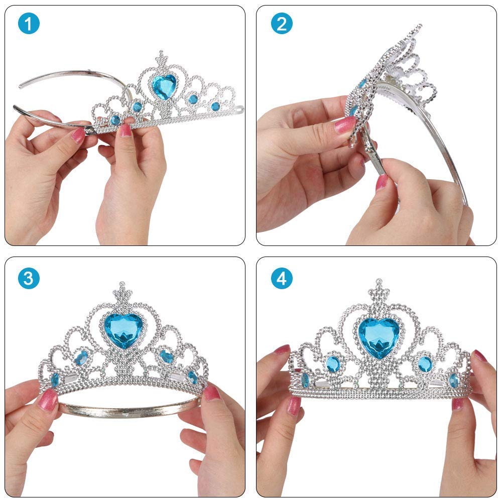 Vicloon Nuovi Costumi da Principessa Set di 9 PCS Dono - Parrucca, Diadema, Guanti, Bacchetta Magica, Orecchini, Anello da 3 a 10 Anni