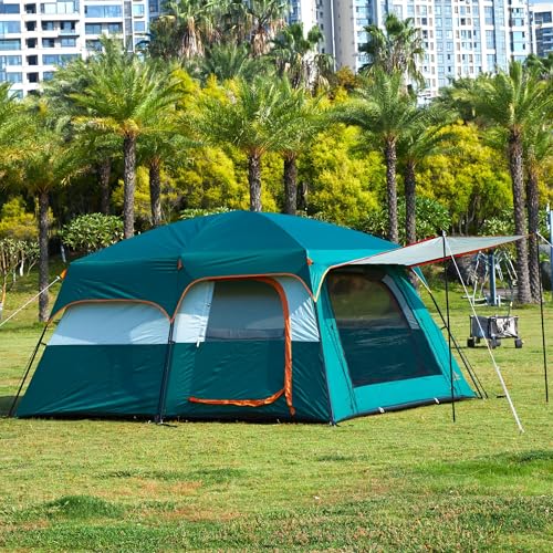 KTT Extra Large Tent 10 Person,Family Cabin Tents,2 Rooms,3 Doors and 3 Windows with Mesh,Straight Wall,Waterproof,Double Layer,Big Tent for Outdoor,Picnic,Camping,Family Gathering(Green) by KTT - Used condition - Image 5