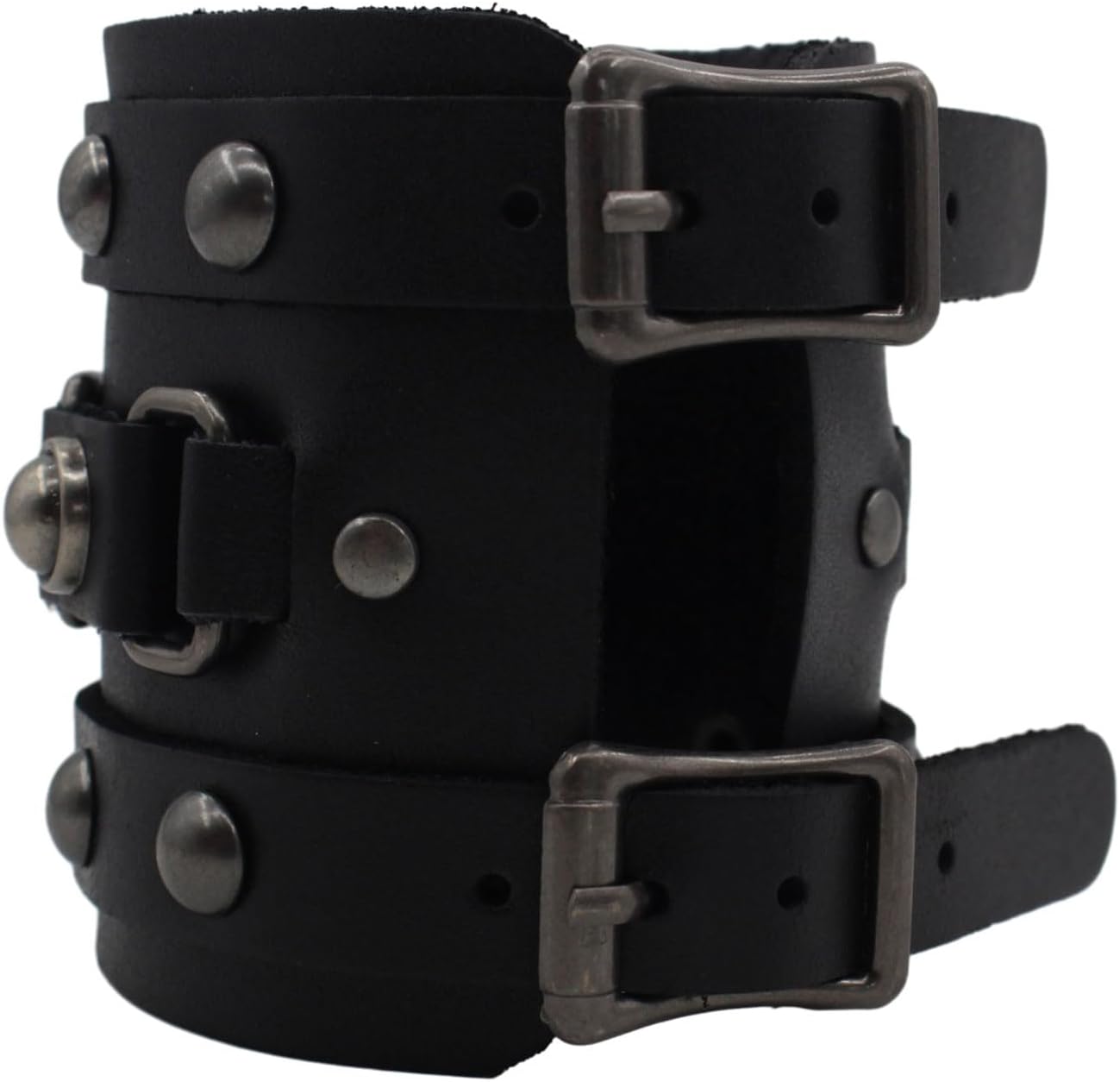 Men's Wide Cuff Wristband,Punk Rock Biker Wide Gothic Leather Bracelet