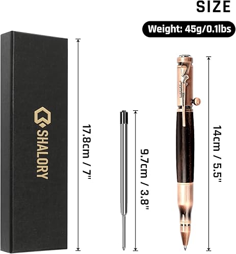 Miniatura 2 de SHALORY Bolígrafo Bolt Action con brújula y repuesto extra, regalo de nacimiento, accesorios geniales para hombres, bolígrafos de madera, bolígrafos