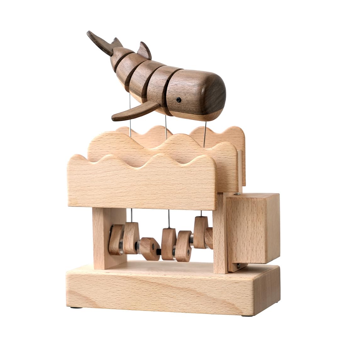 TBRICKFUNR Wooden Whale Dynamic Model, Handmade Bionic Marine Creatures Sculpture with Mechanical Transmission, Desktop Relaxation Decor & Gift for Adults (Non-Music Box) โ image 1