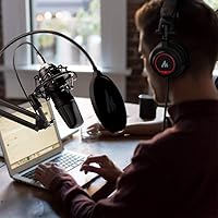 Vista 7 de MAONO Micrófono con juego de auriculares de estudio, condensador vocal de 192 kHz/24 bits, micrófono cardioide para podcast compatible con Mac