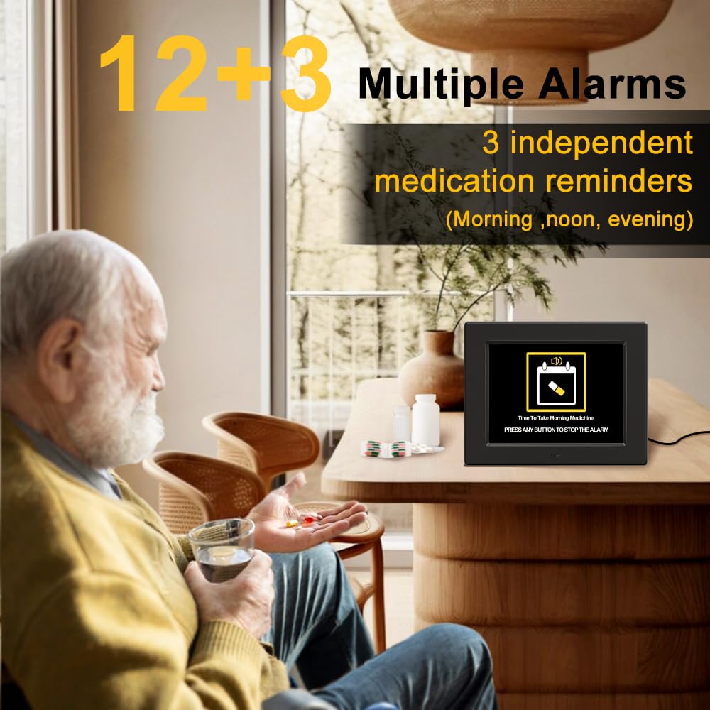 AINFTIME Large Display Alarm Clock With Calendar - 10 Inch White Easy-to-Read Clock For Seniors