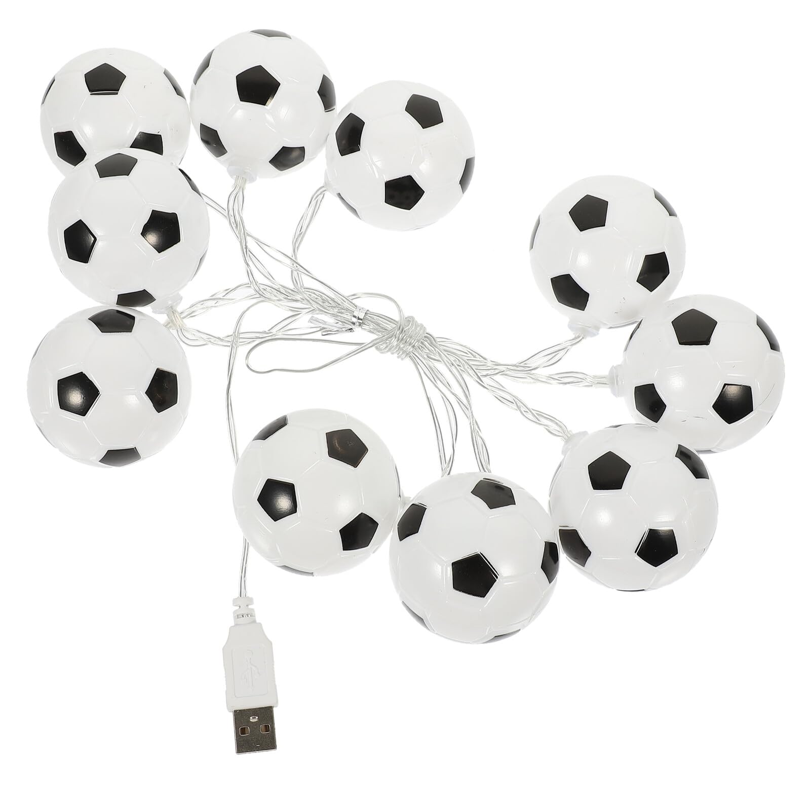 HOODANCOS Warm White Football LED String Lights 1.5m 10 LED Soccer Ball Lamp USB Powered for Bedroom Party and Sports Game Decoration