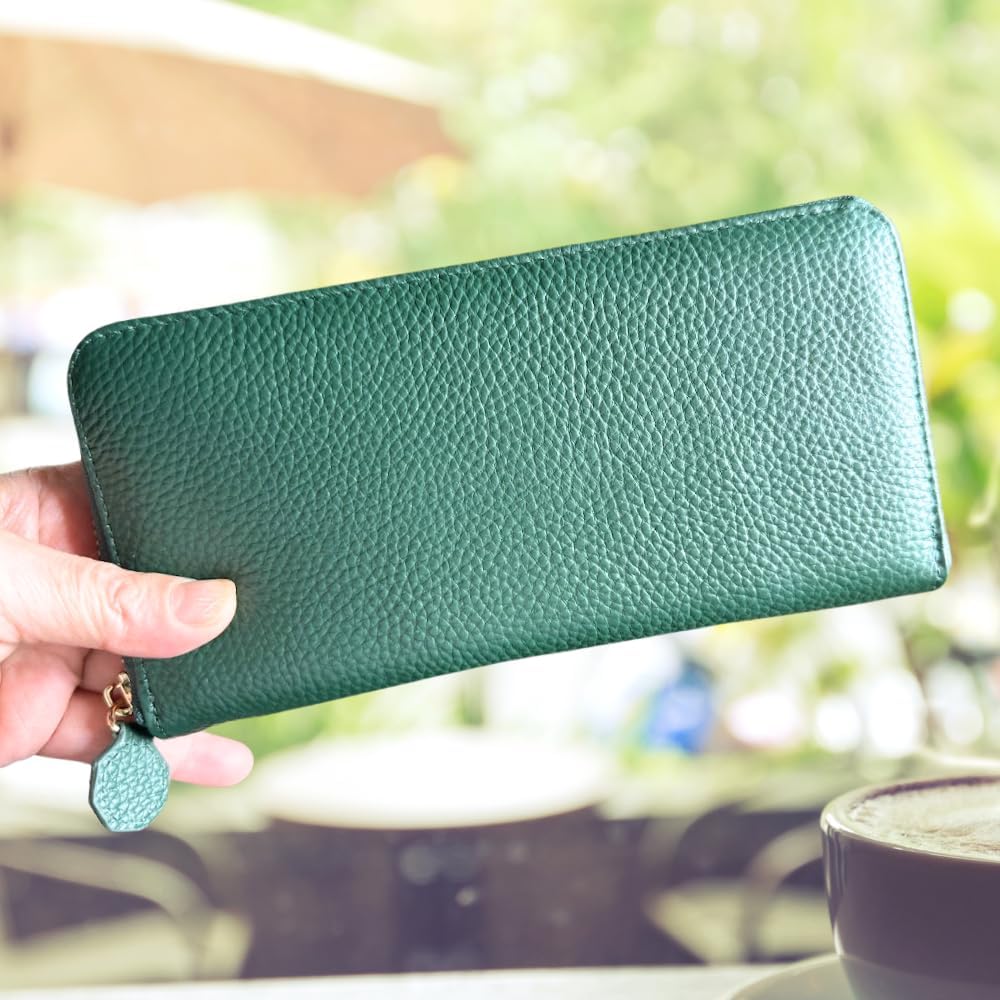 Amazon | [風水 開運] 金運財布 牛革 グリーン 緑 馬蹄 八角形 四神獣