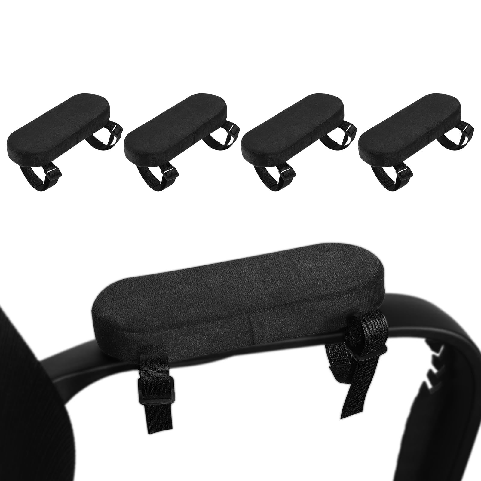 Accoudoir de chaise de bureau lot de 4 en mousse à mémoire de forme noir