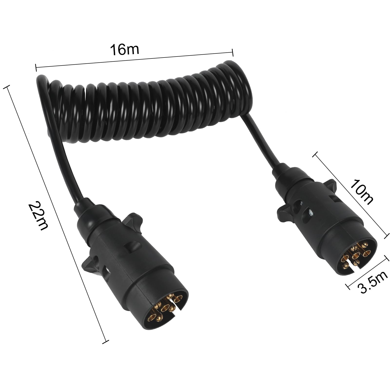 AOHEWEI Cavo di prolunga per rimorchio a 7 Pin Cavo per rimorchio da 2,5 m a 7 Pin con Spina per rimorchio a Spina 12 V per Camion rimorchio, Barca, roulotte