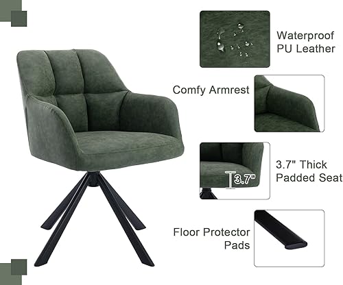 Miniatura 5 de Shunzhi Silla de oficina con espiral, sin ruedas, de piel sintética, cómoda silla de escritorio, silla de brazo con respaldo medio, silla de trabajo