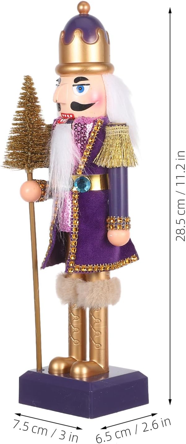 Purple Christmas Nutcracker Figurine Plastic Nutcracker Sculpture Holiday Table Centerpiece Xmas Fireplace Decoration Without Light Or Music