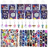 Eymobad 86 piezas astronauta regalos de la fiesta, universo deco de cumpleaños, espacio niños , espacio regalos bolsas colgantes de llaves pegatina del tatuaje niños chicas deco de cumpleaños
