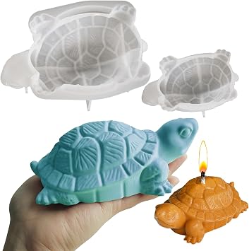 Wehous Turtle Silicone Molds, 2 Size Turtle Molds for Resin Candle Concrete, 3D Cute Animal Epoxy Resin Casting Polymer Clay Molds, Unique Wall Hanging Keychain Pendant Mold Soap Wax Art Craft DIY