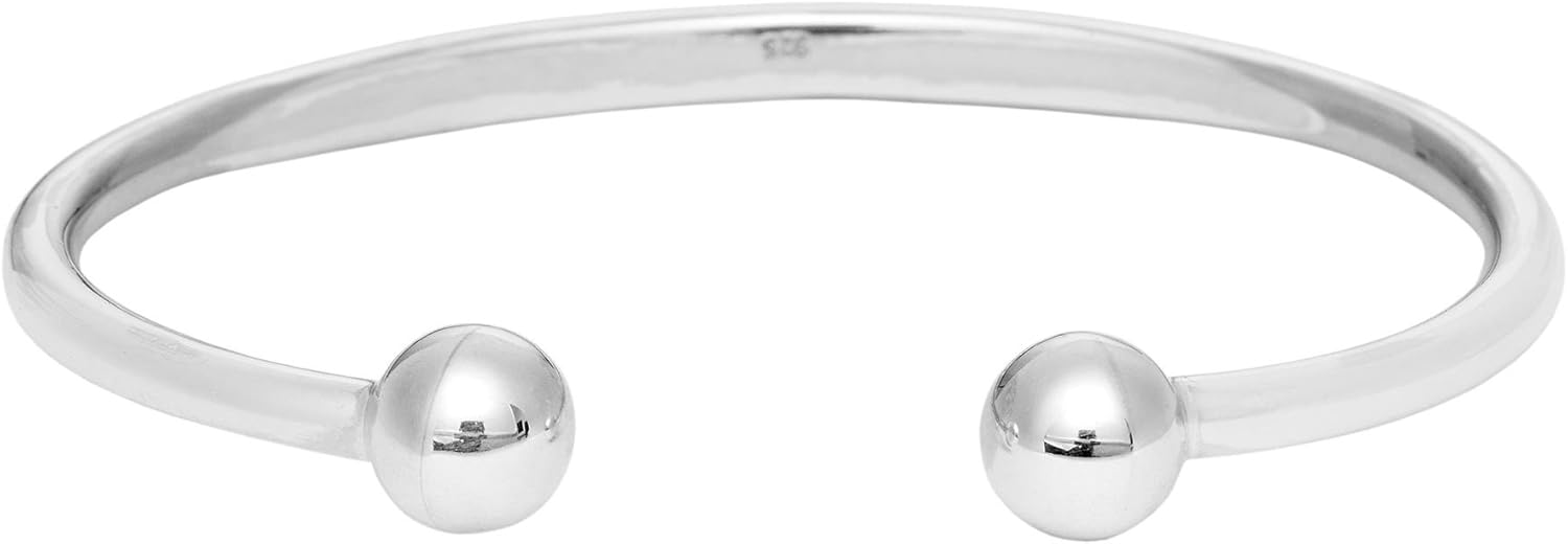 Silverly Classic Identity 925 Sterling Silver Torque Bangle - Thick Solid Silver Bracelet for Men and Women - Adjustable Engravable Father's Day Bracelet - Men's Bracelets for Dad