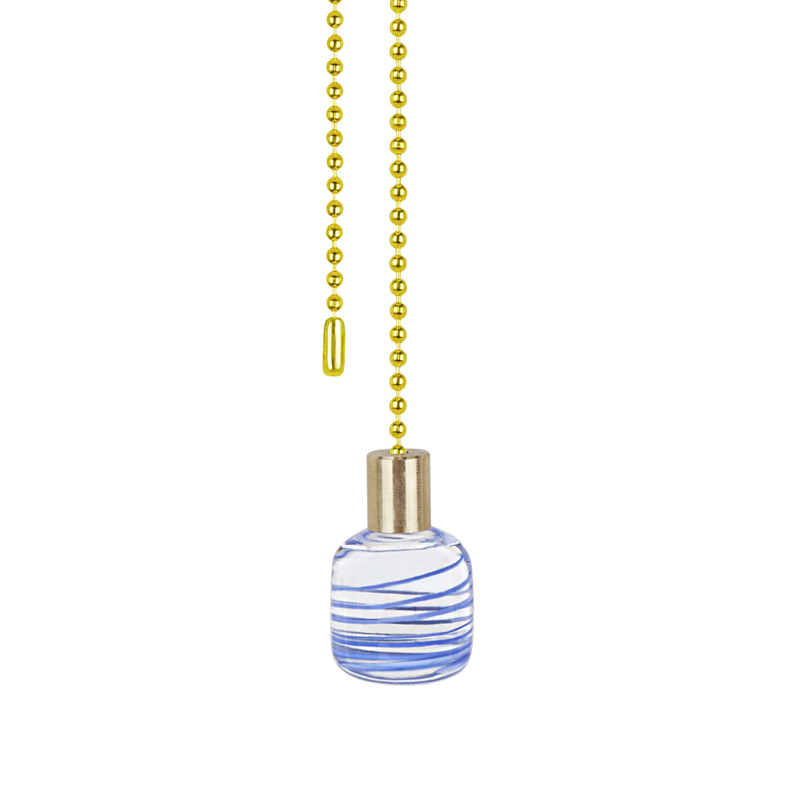 Aspen Creative 20509-31, 12" Clear with Blue Grain Glass Knob with Pull Chain in Copper (1 Pack)