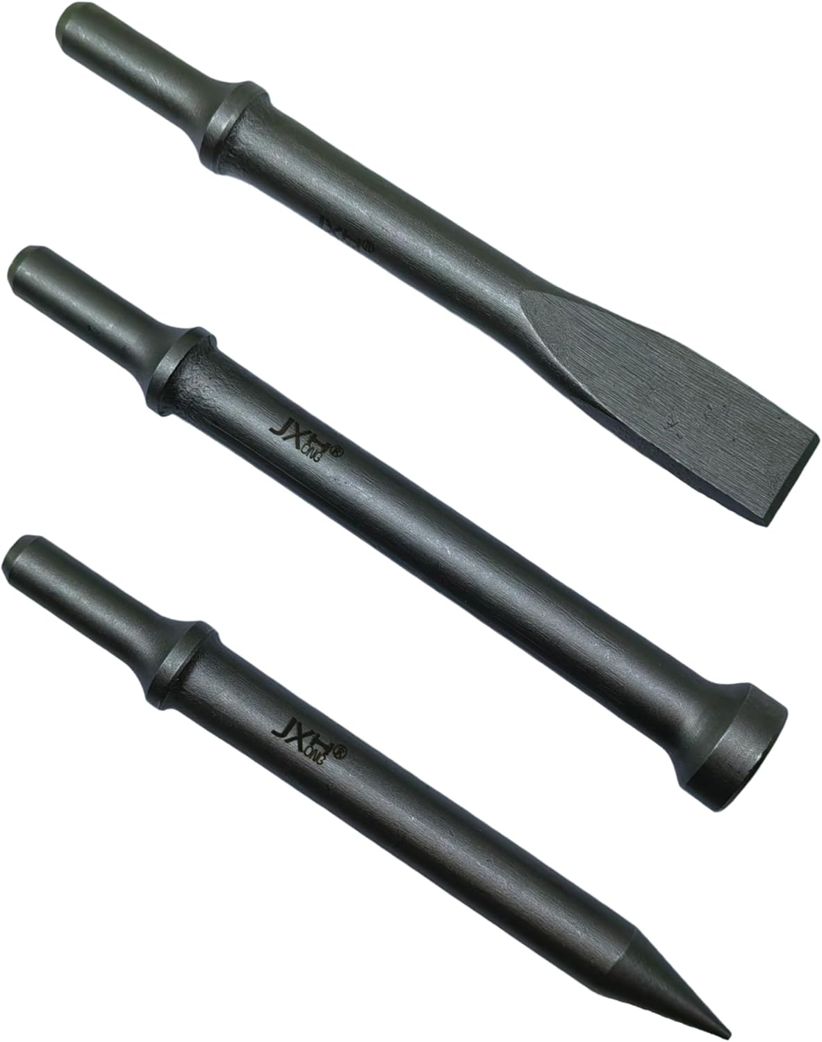 Pneumatic Air Hammer Bit Set, 3-Piece, 0.498" Shank, 7.1" Long, Heat-Treated Cr-Mo Alloy Steel