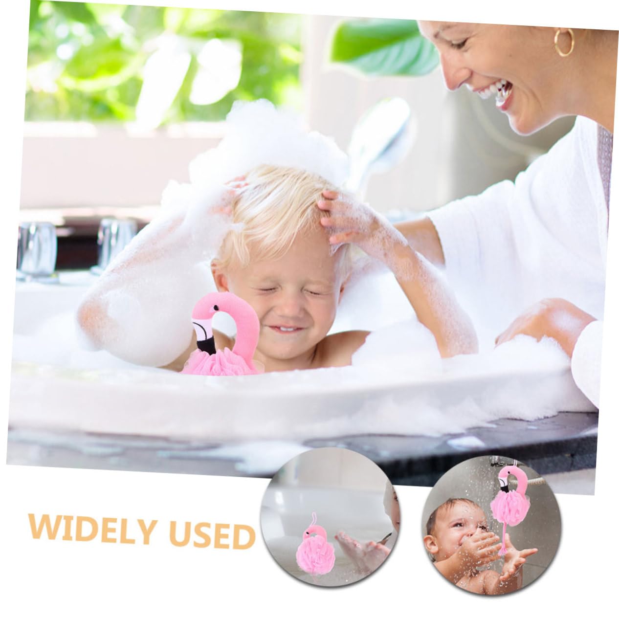 VANZACK 2Pcs Flamingo Loofah Bath Sponge Set - Exfoliating Body Scrubber for and Adults - Soft Mesh Shower Ball for Gentle Cleansing and Foaming Fun in The Bath