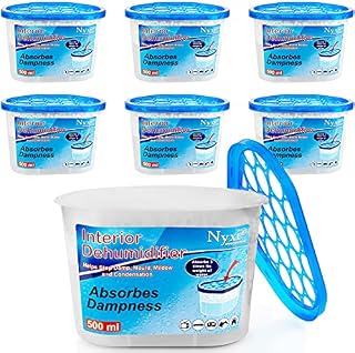 Nyxi Dehumidifier Set of 12 X Interior 500 ml Each Unit - Ideal to stop damp, mould mildew & condensation - For Wardrobe, Home, Kitchen, Garage, Bedroom, Caravan, Office, Basement etc
