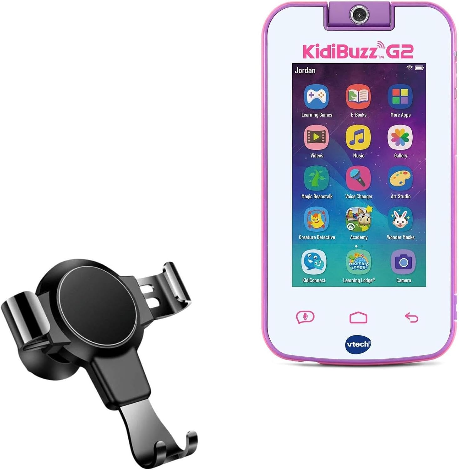 BoxWave Car Mount Compatible with VTech KidiBuzz G2 - X-Switch Car Mount, Air Vent Mounted Holder Simple Minimal - Jet Black