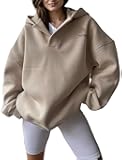 Womens Oversized Hoodies Fleece Sweatshirts V Neck Pullover 2024 Fashion Casual Comfy Fall Clothes Winter Sweater