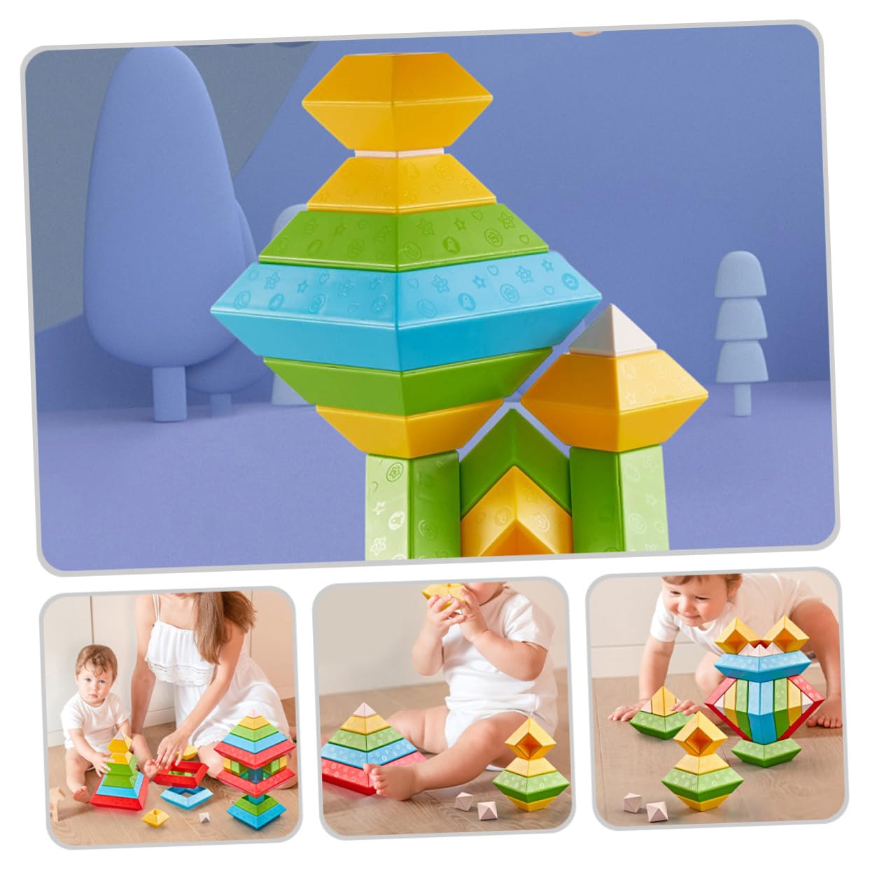 POPETPOP 30 Piezas Bloques de Construcción de Colores para Juguetes Educativos de Formas Geométricas Desarrollo Motricidad Interactivo Infantil