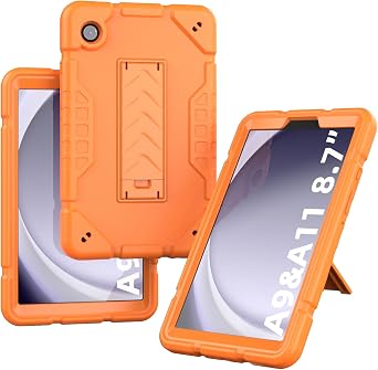 Case for Galaxy Tab A11 / A9 8.7, Heavy Duty Hard PC Soft Silicone Case for Samsung Tab A9 8.7" 2023 A11 5G 8.7" 2025 SM-X133/X135/X135F,Orange